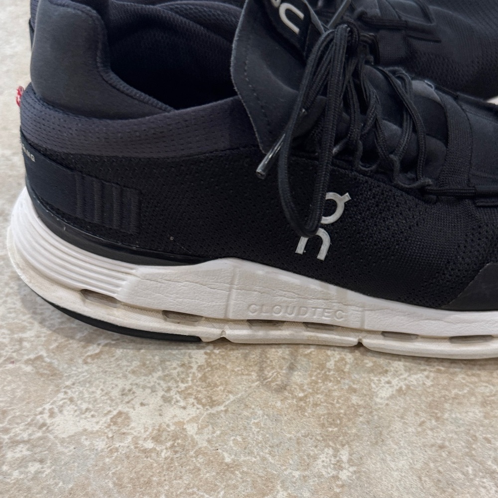 On Cloud Nova Running Men's Black and White Sneakers - Picture 5 of 8